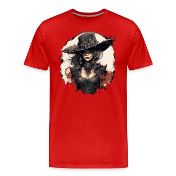 Emo Cowboy Steampunk Fille - T-shirt bio Premium Homme - rouge - Devant - Damien (186cm)