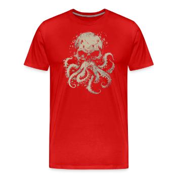 Horreur Kraken - T-shirt bio Premium Homme - rouge - Devant - Damien (186cm)