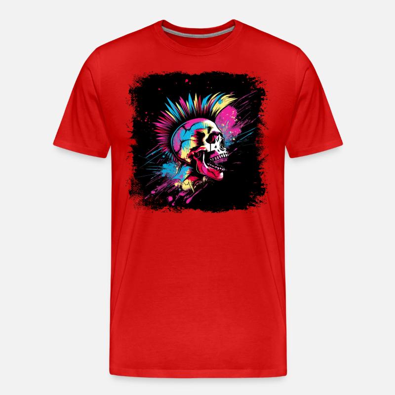 Punk Zombie Mohawk - Männer Premium Bio T-Shirt - Rot