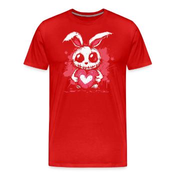 Mignon lapin effrayant - T-shirt bio Premium Homme - rouge - Devant - Damien (186cm)