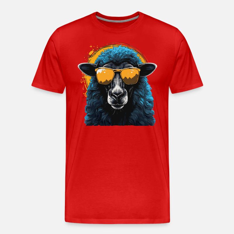 Cooles Schaf mit Sonnenbrille - Männer Premium Bio T-Shirt - Rot