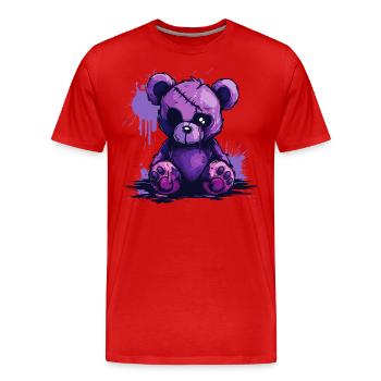 Ours en peluche effrayant mignon - T-shirt bio Premium Homme - rouge - Devant - Damien (186cm)