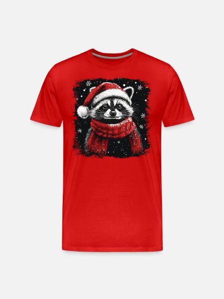 raton laveur de Noël - T-shirt bio Premium Homme - rouge
