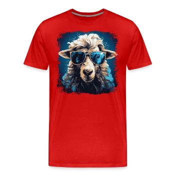 Mouton cool avec des lunettes de soleil - T-shirt bio Premium Homme - rouge - Devant - Damien (186cm)