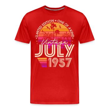 Juillet 1957 Vintage Retro Anniversaire - T-shirt bio Premium Homme - rouge - Devant - Damien (186cm)