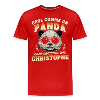 Cool Comme Un Panda, Cool Comme Un Christophe - T-shirt bio Premium Homme - rouge - Devant - Damien (186cm)