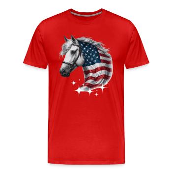 Amerika Unabhängigkeitstag Pferd Stars and Stripes - Männer Premium Bio T-Shirt - Rot - Vorne - Damien (186cm)