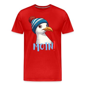 Hambourg Moin Mer du Nord Allemagne Nord Drôle Mouette - T-shirt bio Premium Homme - rouge - Devant - Damien (186cm)
