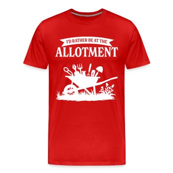 Ich wäre lieber im Schrebergarten - Männer Premium Bio T-Shirt - Rot - Vorne - Damien (186cm)