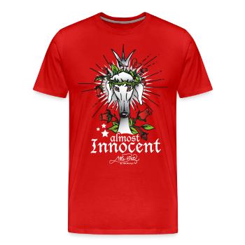 almost_innocent_negativ - Men's Premium Organic T-Shirt - red - Front - Damien (186cm)