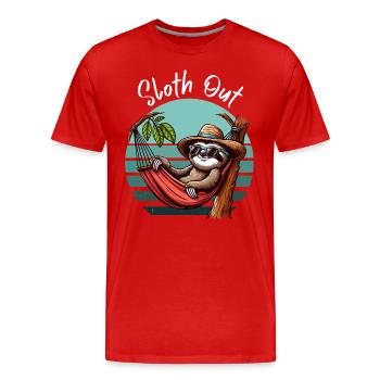 Sloth Hamac Time Out Vacances Plage Mer Fun - T-shirt bio Premium Homme - rouge - Devant - Damien (186cm)