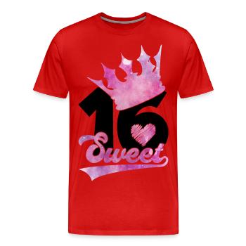 16ÈME ANNIVERSAIRE SWEET 16 - T-shirt bio Premium Homme - rouge - Devant - Damien (186cm)