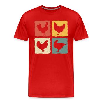 Retro Hens - Men's Premium Organic T-Shirt - red - Front - Damien (186cm)
