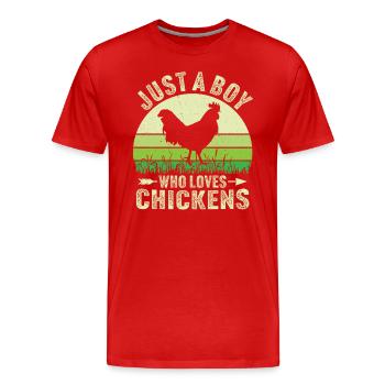 Juste un garçon qui aime les poulets - T-shirt bio Premium Homme - rouge - Devant - Damien (186cm)