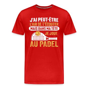 je joue au padel - T-shirt bio Premium Homme - rouge - Devant - Damien (186cm)