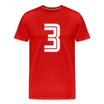 Trikotnummer 3 – Geschenk zum 3-jährigen Jubiläum - Männer Premium Bio T-Shirt - Rot - Vorne - Damien (186cm)
