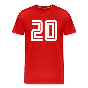 Trikotnummer 20 – Geschenk zum 20-jährigen Jubiläum - Männer Premium Bio T-Shirt - Rot - Vorne - Damien (186cm)