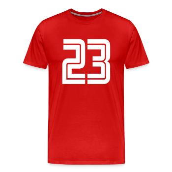 Trikotnummer 23 – Geschenk zum 23-jährigen Jubiläum - Männer Premium Bio T-Shirt - Rot - Vorne - Damien (186cm)