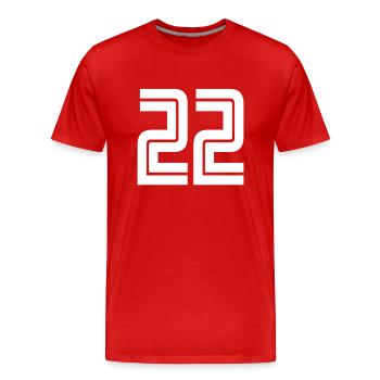 Trikotnummer 22 – Geschenk zum 22. Geburtstag - Männer Premium Bio T-Shirt - Rot - Vorne - Damien (186cm)