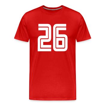 Trikotnummer 26 – Geschenk zum 26-jährigen Jubiläum - Männer Premium Bio T-Shirt - Rot - Vorne - Damien (186cm)