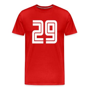 Trikotnummer 29 – Geschenk zum 29-jährigen Jubiläum - Männer Premium Bio T-Shirt - Rot - Vorne - Damien (186cm)