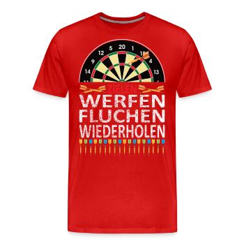 Zielen Werfen Fluchen Wiederholen Dart - Männer Premium Bio T-Shirt - Rot - Vorne - Damien (186cm)