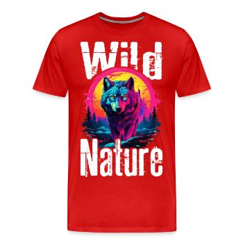 Wolf Wolf Head Wolves Wolf Pack Nature Neon Colorful - Men's Premium Organic T-Shirt - red - Front - Damien (186cm)