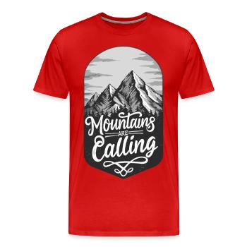 Die Berge rufen und ich muss gehen - Männer Premium Bio T-Shirt - Rot - Vorne - Damien (186cm)