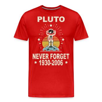 Pluton n’oublie jamais Rétro Drôle Nerdy Science - T-shirt bio Premium Homme - rouge - Devant - Damien (186cm)