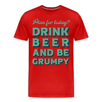 Plan for today? Drink bear and be grumpy. - Men's Premium Organic T-Shirt - red - Front - Damien (186cm)