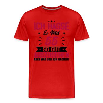 Ich hasse es mit 55 Geburtstag Gut Aussehen - Männer Premium Bio T-Shirt - Rot - Vorne - Damien (186cm)