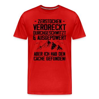 Gecache Geocaching Hobby Cache - Männer Premium Bio T-Shirt - Rot - Vorne - Damien (186cm)