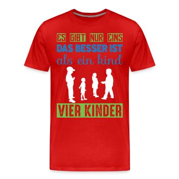 Vier Kinder - Männer Premium Bio T-Shirt - Rot - Vorne - Damien (186cm)