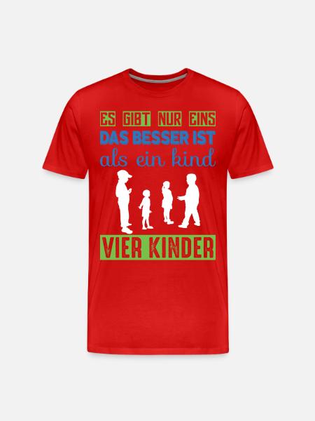 Vier Kinder - Männer Premium Bio T-Shirt - Rot