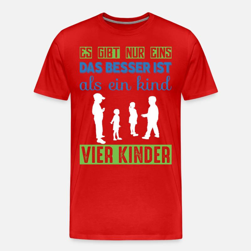 Vier Kinder - Männer Premium Bio T-Shirt - Rot