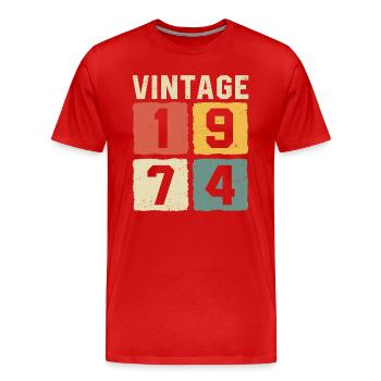 Millésime 1974 Né en 1974 - T-shirt bio Premium Homme - rouge - Devant - Damien (186cm)