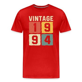 Vintage 1994 Born 1994 - Men's Premium Organic T-Shirt - red - Front - Damien (186cm)