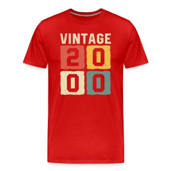 Millésime 2000 Né en 2000 - T-shirt bio Premium Homme - rouge - Devant - Damien (186cm)