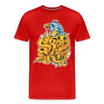 Graffiti Street art mit Adler und Krone - Männer Premium Bio T-Shirt - Rot - Vorne - Damien (186cm)