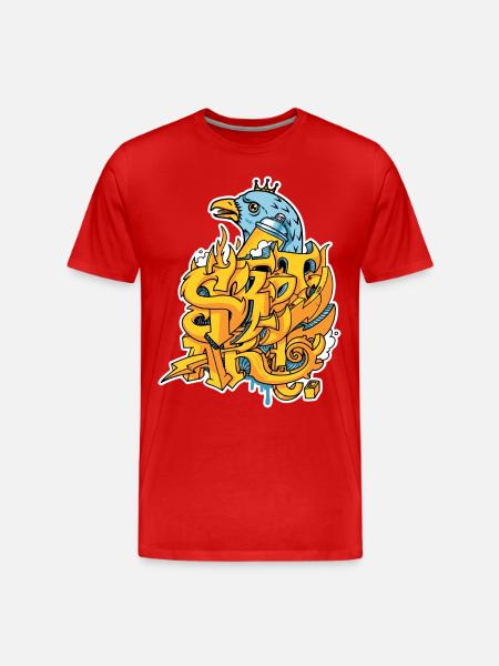 Graffiti street art with eagle and crown - Men's Premium Organic T-Shirt - red