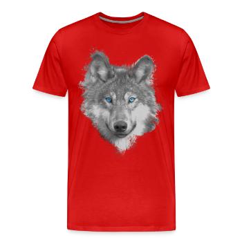Wolf - Männer Premium Bio T-Shirt - Rot - Vorne - Damien (186cm)