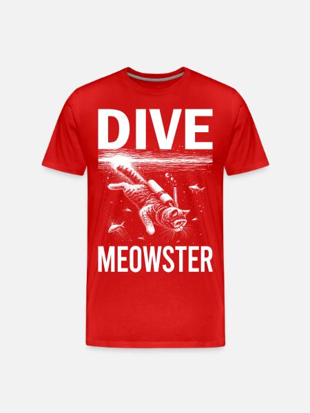 Dive Meowster Scuba Cat Diving Funny Animals - Men's Premium Organic T-Shirt - red
