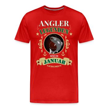 Angler Januar Legenden - Männer Premium Bio T-Shirt - Rot - Vorne - Damien (186cm)