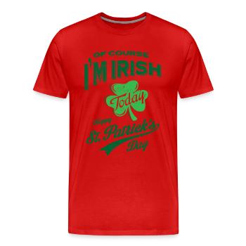 St. Patrick's Day 01 Tees - Men's Premium Organic T-Shirt - red - Front - Damien (186cm)