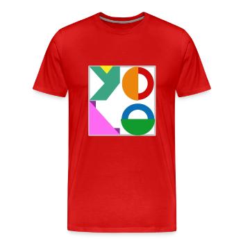 T-Shirt Kunst Bunt Yolo - Männer Premium Bio T-Shirt - Rot - Vorne - Damien (186cm)