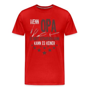 Opa Papa Handwerker - Männer Premium Bio T-Shirt - Rot - Vorne - Damien (186cm)