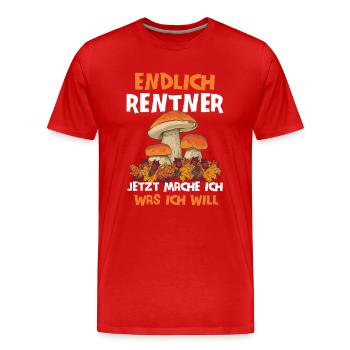 Rentner Pilzsammler Pilze - Männer Premium Bio T-Shirt - Rot - Vorne - Damien (186cm)