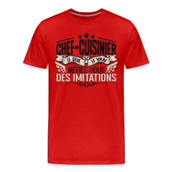 Cuisinier cadeau Cuisinier le vrai Cuisinier - T-shirt bio Premium Homme - rouge - Devant - Damien (186cm)