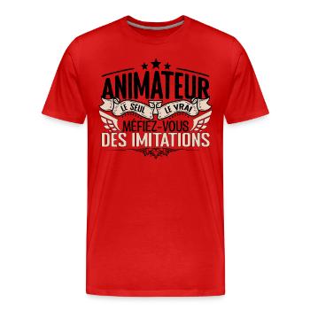 Animateur cadeau Animateur le vrai Animateur - T-shirt bio Premium Homme - rouge - Devant - Damien (186cm)