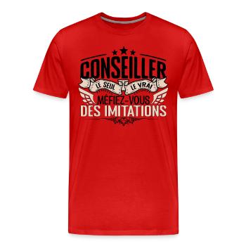 Conseiller cadeau Conseiller le vrai Conseiller - T-shirt bio Premium Homme - rouge - Devant - Damien (186cm)